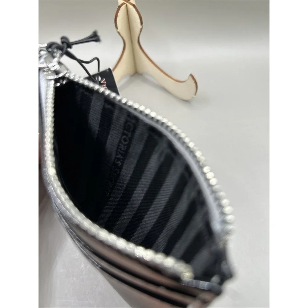 Victoria's Secret Silver Wallet Card Holder VS Keychain Zip New With Tags